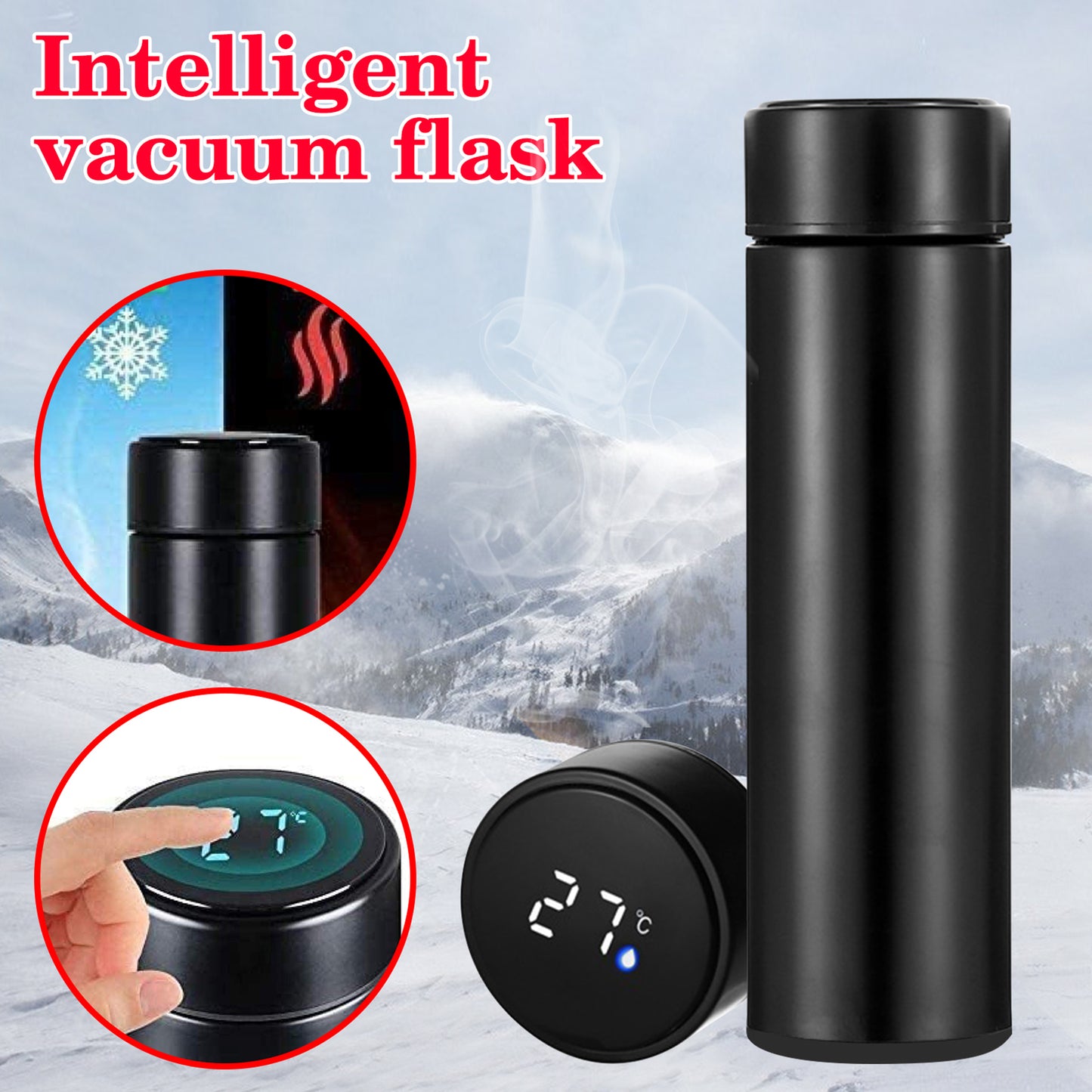 Stainless Steel Thermos Bottle with Digital Temperature Display